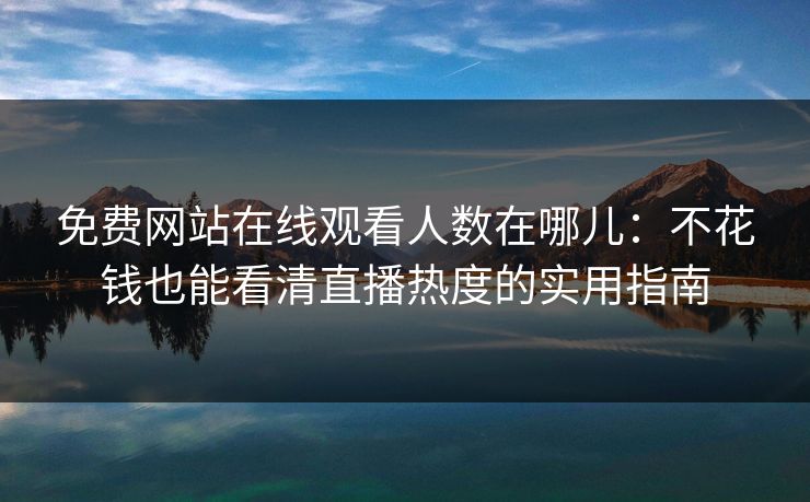 免费网站在线观看人数在哪儿：不花钱也能看清直播热度的实用指南