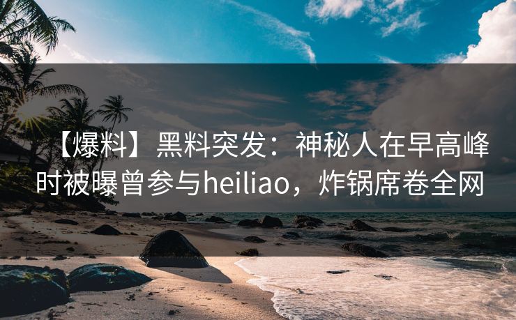 【爆料】黑料突发：神秘人在早高峰时被曝曾参与heiliao，炸锅席卷全网