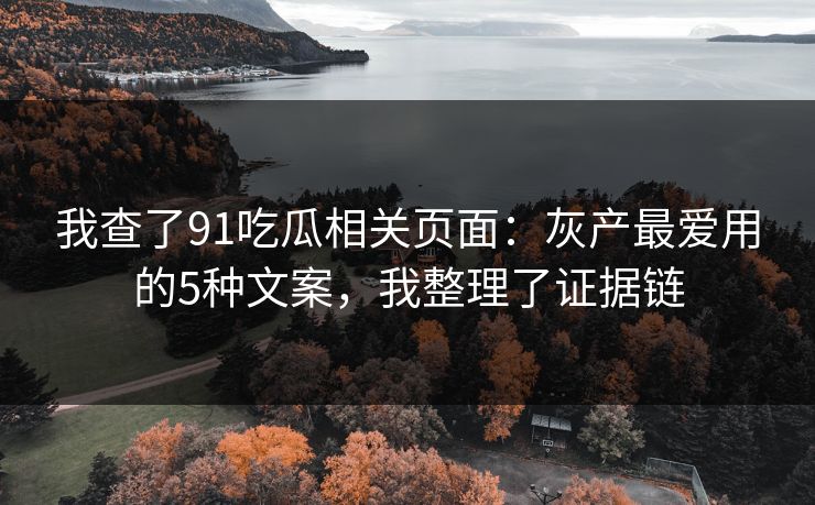 我查了91吃瓜相关页面：灰产最爱用的5种文案，我整理了证据链